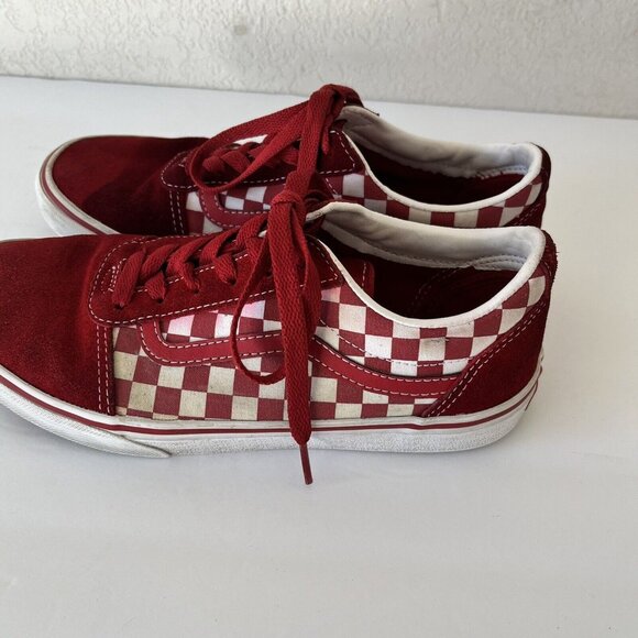 vans old skool red and white youth sz 5.5 lace up checkered - Picture 3 of 10